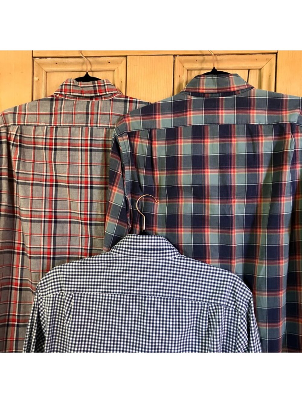J.Crew Mens Vintage Y2K (3 SET) Slim Fit Check Plaid Shirts Medium Blue SP EXC - Picture 8 of 12